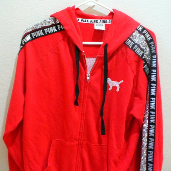 VICTORIA'S SECRET SET track Suit Joggers Hoody Red NWOT Size L - Picture 2 of 13